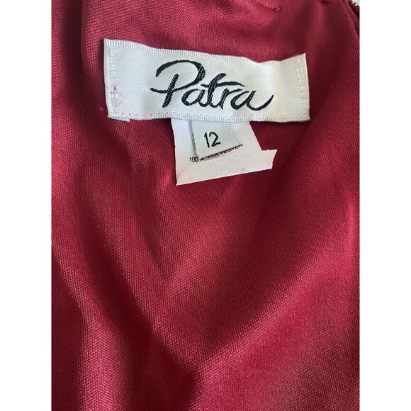 PATRA Formal Red Satin Formal Gown Size 12 Glittered Top Sleevless Wedding Prom - Picture 7 of 9